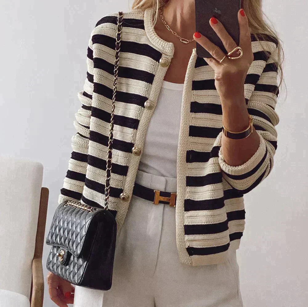 Blanchet | Chic Striped Long-Sleeve Cardigan