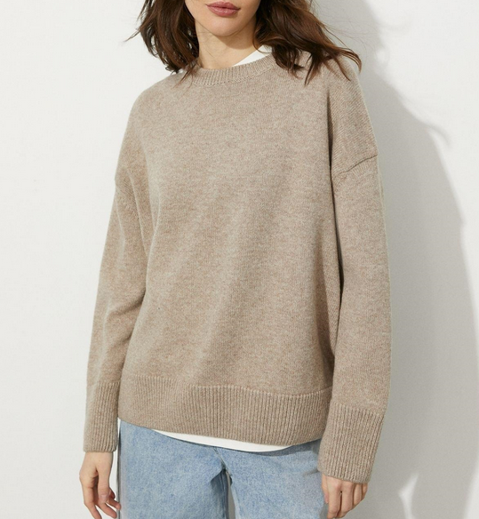 Women's Oversized Knitted Sweater | Crewneck, Loose Fit, Cozy & Stylish