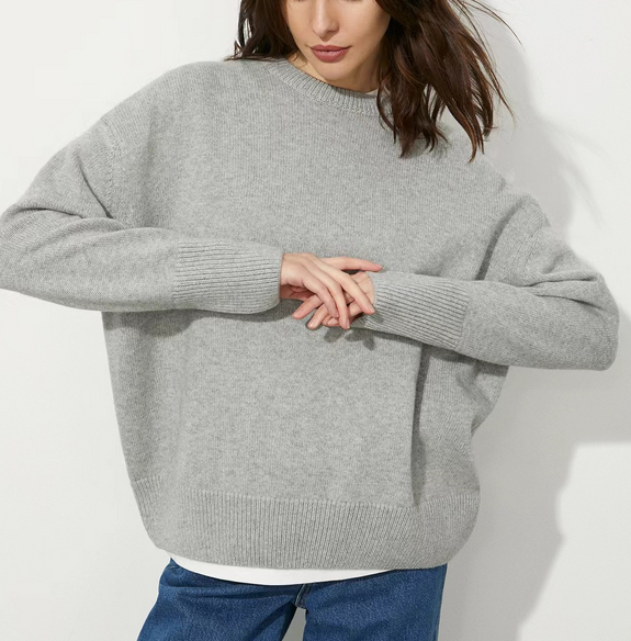 Women's Oversized Knitted Sweater | Crewneck, Loose Fit, Cozy & Stylish