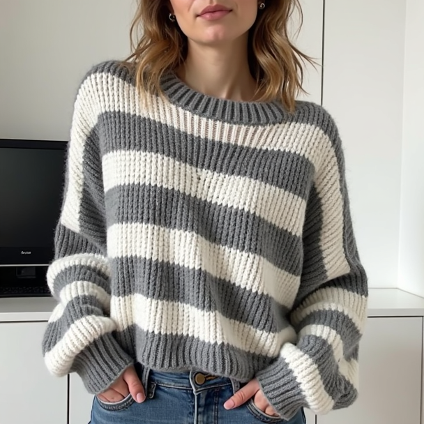 Elegant Knitted Striped Sweater | Chic & Cozy Statement Piece